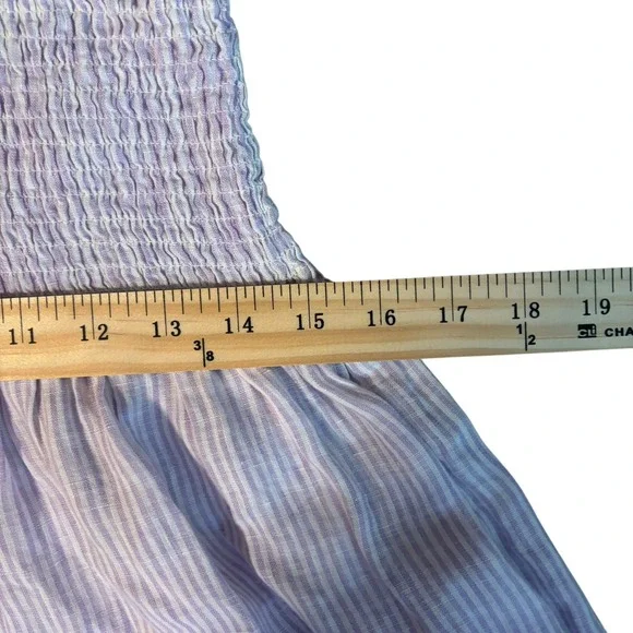 Hill House Home Ellie Nap Dress Lilac Stripe Linen Smocked Tiered Pockets XL - Picture 10 of 11